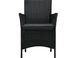 Juskys Polyrattan Gartenmöbel Balkon Set Bayamo in Schwarz mit Bezügen in Dunkelgrau