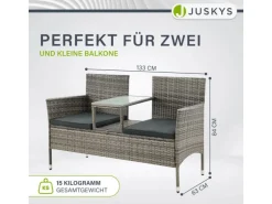 Juskys Polyrattan Gartenmöbel Sitzgruppe Monaco Grau Meliert und Dunkelgraue Bezüge