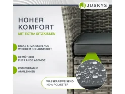 Juskys Polyrattan Gartenmöbel Sitzgruppe Monaco Grau Meliert und Dunkelgraue Bezüge