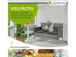 Juskys Polyrattan Gartenmöbel Sitzgruppe Monaco Grau Meliert und Dunkelgraue Bezüge