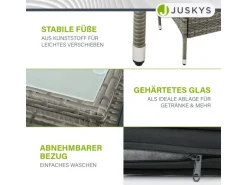 Juskys Polyrattan Gartenmöbel Sitzgruppe Monaco Grau Meliert und Dunkelgraue Bezüge