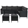 Juskys Polyrattan Gartenmöbel Lounge Manacor Schwarz mit Bezügen in Dunkelgrau