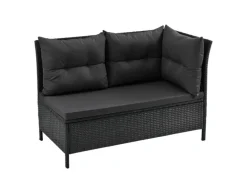 Juskys Polyrattan Gartenmöbel Lounge Manacor Schwarz mit Bezügen in Dunkelgrau