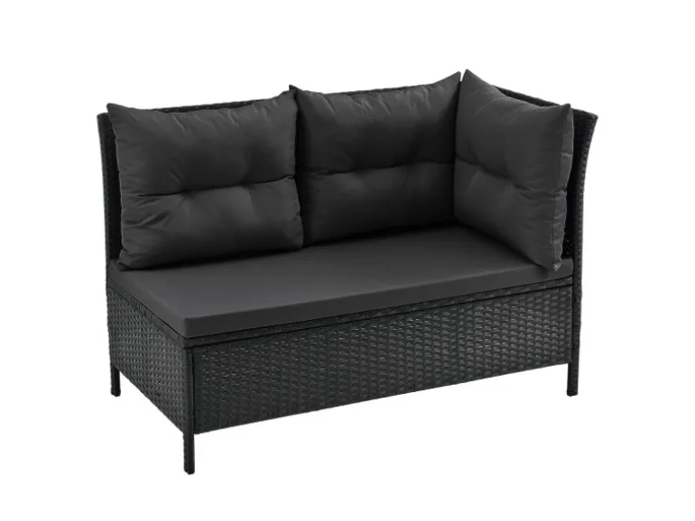 Juskys Polyrattan Gartenmöbel Lounge Manacor Schwarz mit Bezügen in Dunkelgrau