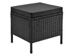 Juskys Polyrattan Gartenmöbel Lounge Manacor Schwarz mit Bezügen in Dunkelgrau