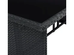 Juskys Polyrattan Gartenmöbel Lounge Manacor Schwarz mit Bezügen in Dunkelgrau