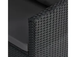 Juskys Polyrattan Gartenmöbel Lounge Manacor Schwarz mit Bezügen in Dunkelgrau