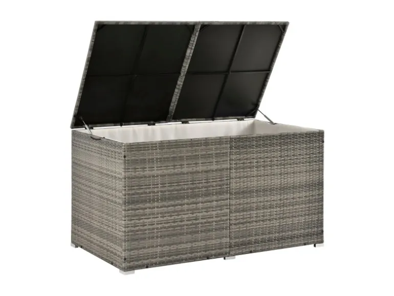 Juskys Polyrattan Gartenmöbel Auflagenbox Ikaria mit Innenplane in Grau Meliert