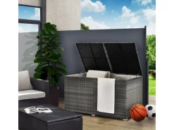 Juskys Polyrattan Gartenmöbel Auflagenbox Ikaria mit Innenplane in Grau Meliert