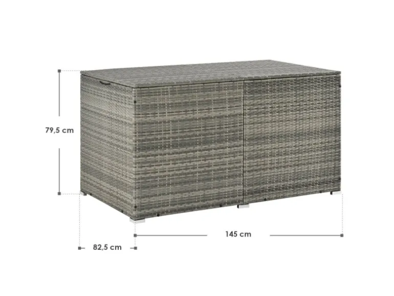 Juskys Polyrattan Gartenmöbel Auflagenbox Ikaria mit Innenplane in Grau Meliert