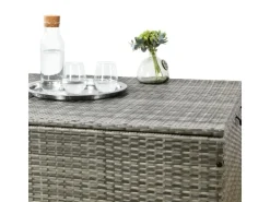 Juskys Polyrattan Gartenmöbel Auflagenbox Ikaria mit Innenplane in Grau Meliert