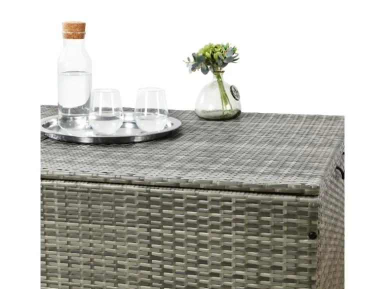 Juskys Polyrattan Gartenmöbel Auflagenbox Ikaria mit Innenplane in Grau Meliert