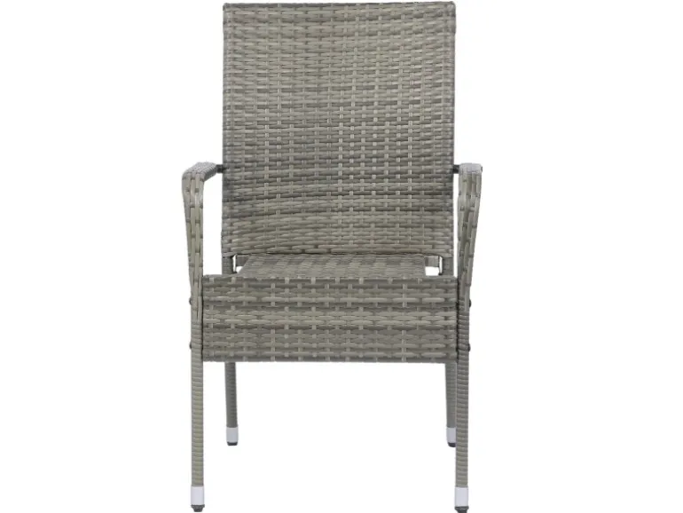Juskys Polyrattan Gartenstühle Yoro 6er Set Stapelbar mit Armlehnen Grau Meliert