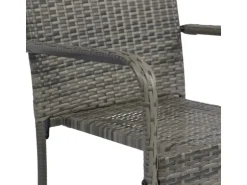 Juskys Polyrattan Gartenstühle Yoro 6er Set Stapelbar mit Armlehnen Grau Meliert