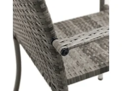Juskys Polyrattan Gartenstühle Yoro 6er Set Stapelbar mit Armlehnen Grau Meliert