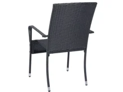 Juskys Polyrattan Gartenstühle Yoro 4er Set Stapelbar mit Armlehnen Schwarz