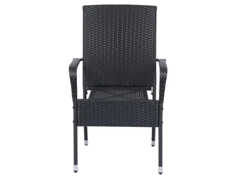 Juskys Polyrattan Gartenstühle Yoro 8er Set Stapelbar mit Armlehnen Schwarz