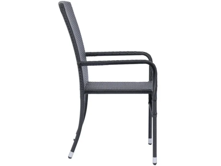Juskys Polyrattan Gartenstühle Yoro 8er Set Stapelbar mit Armlehnen Schwarz