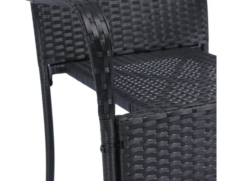 Juskys Polyrattan Gartenstühle Yoro 8er Set Stapelbar mit Armlehnen Schwarz