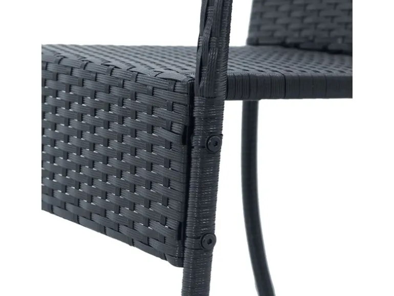 Juskys Polyrattan Gartenstühle Yoro 8er Set Stapelbar mit Armlehnen Schwarz