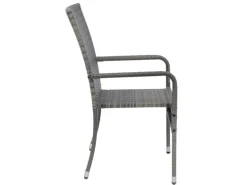 Juskys Polyrattan Gartenstühle Yoro 4er Set Stapelbar mit Armlehnen Grau Meliert