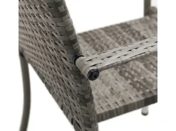 Juskys Polyrattan Gartenstühle Yoro 4er Set Stapelbar mit Armlehnen Grau Meliert