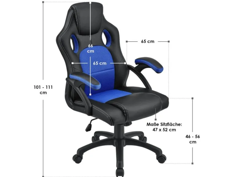 Juskys Racing Schreibtischstuhl Montreal Blau