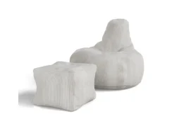 Juskys Sitzsack Chillex mit Hocker L in Stoff Cord Beige