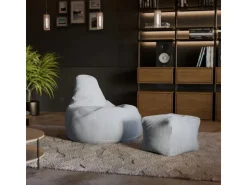 Juskys Sitzsack Chillex mit Hocker L in Stoff Cord Hellgrau