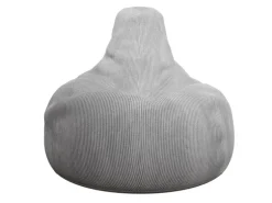 Juskys Sitzsack Chillex mit Hocker L in Stoff Cord Hellgrau
