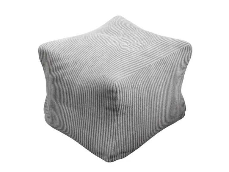 Juskys Sitzsack Chillex mit Hocker L in Stoff Cord Hellgrau