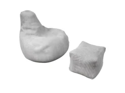 Juskys Sitzsack Chillex mit Hocker L in Stoff Cord Hellgrau