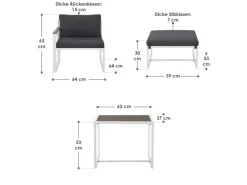Juskys Sofa Set Gartenmöbel Bari mit Bezügen in Dunkelgrau
