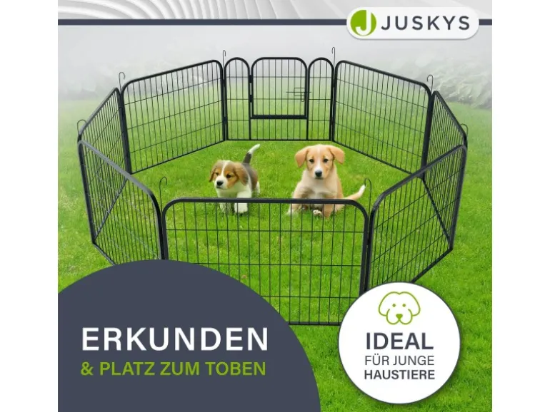 Juskys Welpenauslauf aus Metall 80 x 60 cm 8 Teilig
