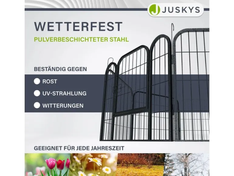 Juskys Welpenauslauf aus Metall 80 x 60 cm 8 Teilig