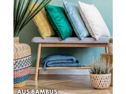 KARAT Bambus Sitzbank Montana Schuhregal mit Stauraum und Sitzkomfort 34 x 90 x 45 cm