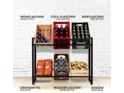 KARAT Flaschenkastenständer Kenji - Robustes Lagerregal für Büro, Küche, Garage oder Flur - Schwarz - 70 x 32 x 79 cm
