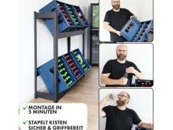 KARAT Flaschenkastenständer Osaka Getränkekistenregal für 9 Kästen 200 x 100 x 30 cm