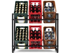 KARAT Flaschenkastenständer Kenji - Robustes Lagerregal für Büro, Küche, Garage oder Flur - Schwarz - 104 x 32 x 82 cm
