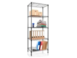 KARAT Gitterregal Rocky 250 kg Belastbarkeit 5 Böden Schwarz 55 x 35 x 140 cm