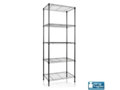 KARAT Gitterregal Rocky 250 kg Belastbarkeit 5 Böden Schwarz 55 x 35 x 140 cm