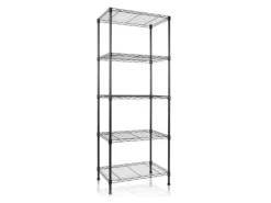 KARAT Gitterregal Rocky 250 kg Belastbarkeit 5 Böden Schwarz 55 x 35 x 140 cm