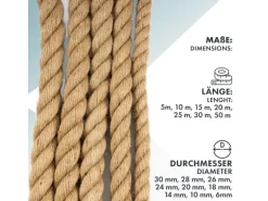 Karat Juteseil Ø 6 mm Kletterseil Extra Stark Universell Einsetzbar Länge 25 Meter