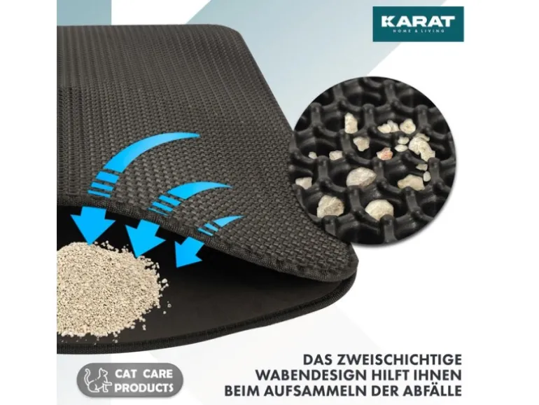 KARAT Katzenstreumatte Charly in Wabendesign Abwaschbar Anthrazit 76 x 61 cm