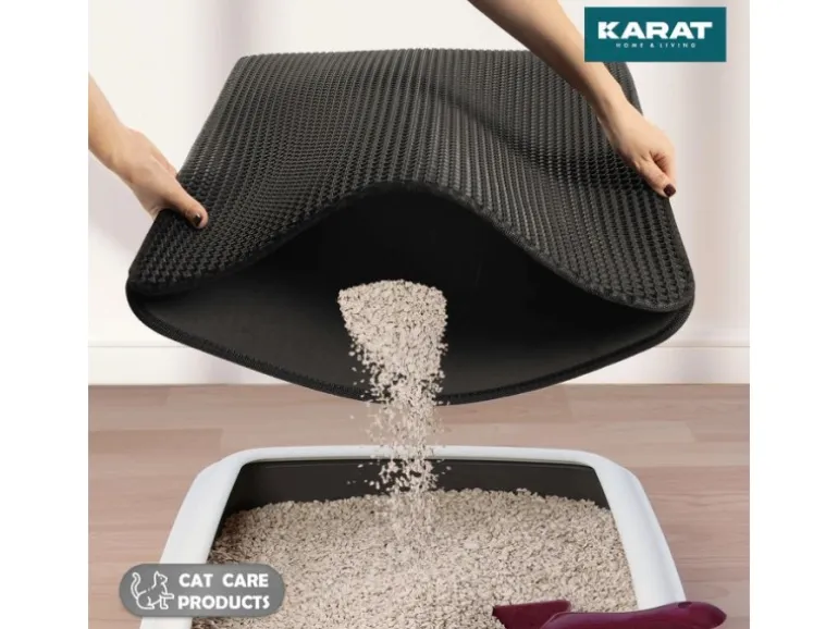 KARAT Katzenstreumatte Charly in Wabendesign Abwaschbar Anthrazit 76 x 61 cm