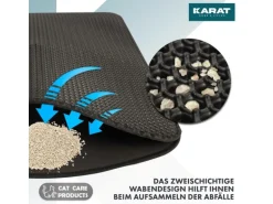 KARAT Katzenstreumatte Charly in Wabendesign Abwaschbar Anthrazit 61 x 38 cm