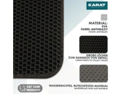 KARAT Katzenstreumatte Charly in Wabendesign Abwaschbar Anthrazit 61 x 38 cm