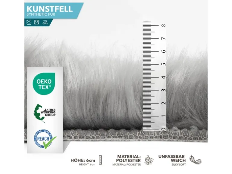 KARAT Kunstfell Nelly Flauschiges Dekofell Individuell Einsetzbar Grey