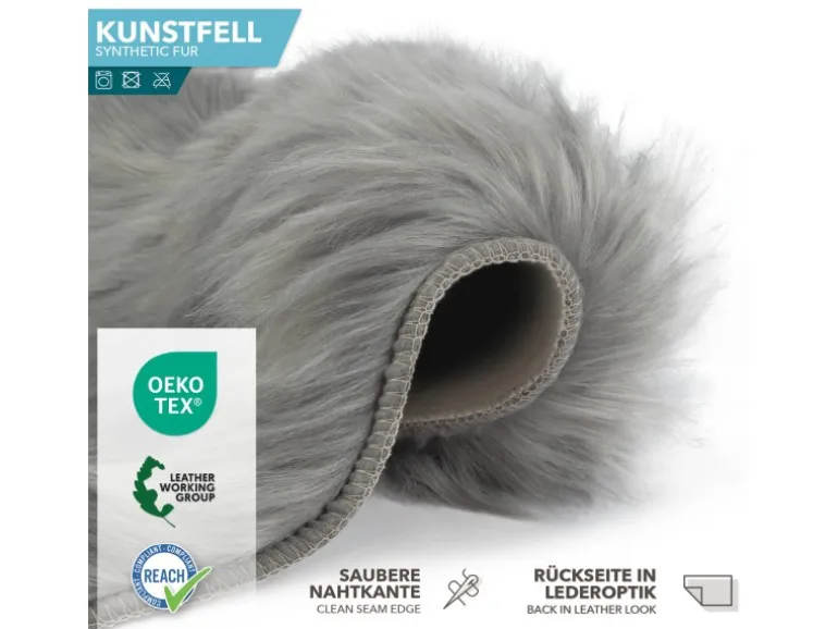 KARAT Kunstfell Nelly Flauschiges Dekofell Individuell Einsetzbar Grey