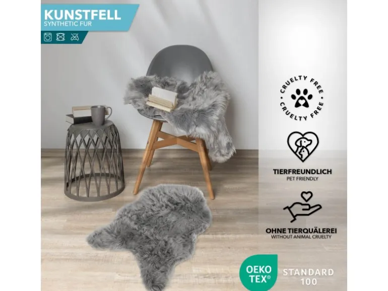 KARAT Kunstfell Nelly Flauschiges Dekofell Individuell Einsetzbar Grey